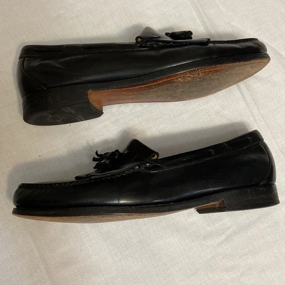 Mens Black Genuine Leather SAS Kiltie Tassel Loafer Shoes  Size 12 N - Picture 3 of 10